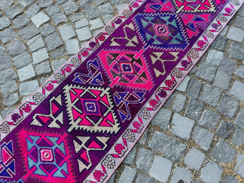 Carpet, Turkish rug, Vintage rug, Handmade rug, Runner, Wool | 2,0 x 10,9 ft gallery