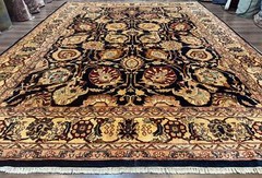 Pak Per’sian Bidjar Rug 10×13, Midnight Blue and Tan Pakistani Carpet