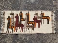 Vintage Traditional Handmade Ecuadorian Wool Multicolor Kilim Tapestry 2.6×1.2ft