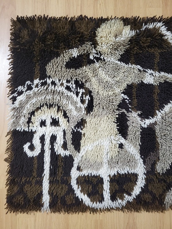EGE TAEPPER Rya Denmark pure new wool wall hanging rug vintage mid century 70s gallery