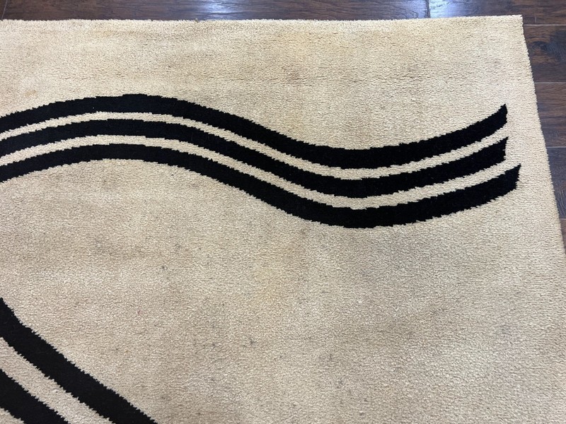 Modern Rug 6x9, Cream and Black, Abstract Pattern gallery