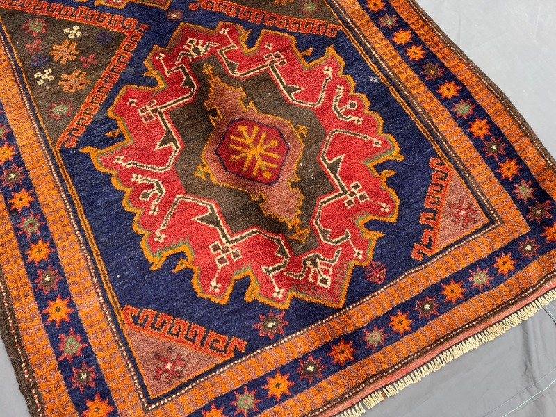 3'6x6 Ft Vintage Handknotted Caucasian Geometric Medallion Wool Rug gallery