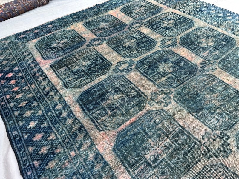 7x10 Antique Distressed Rug Low Pile Geometric Faded Handmade Living Room Carpet gallery