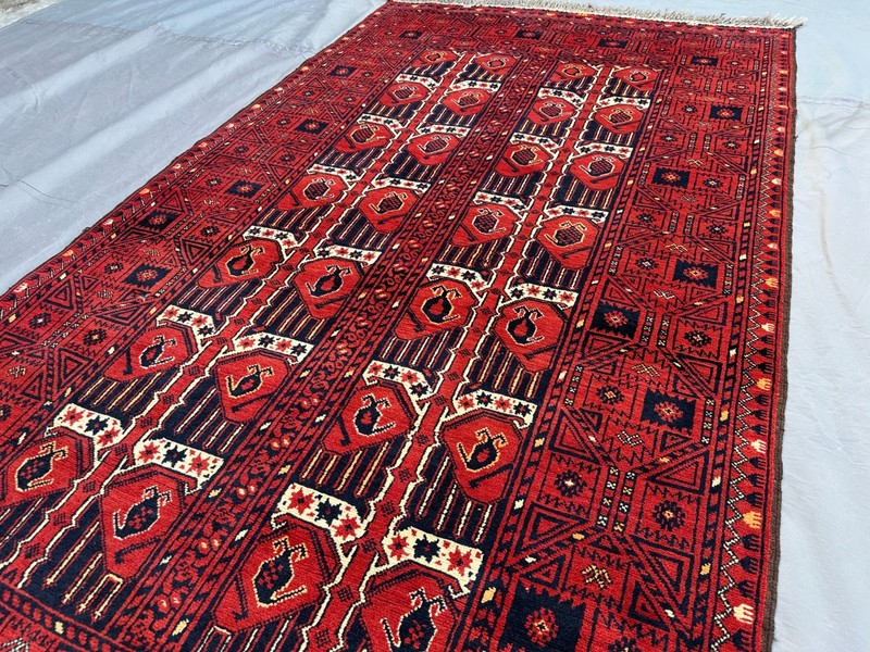 3'5" x 6'6" Vintage Afghan Turkoman Ersari Hand-Knotted Wool Rug Soft Pile Rug gallery