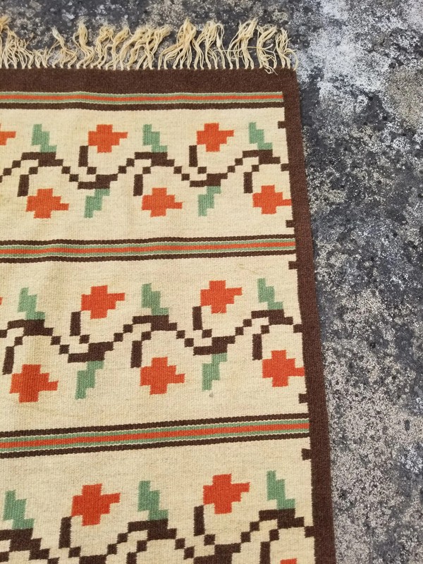 Fine Vintage Traditional Handmade Scandinavian Wool Multicolor Kilim 4.6x2.3 ft gallery