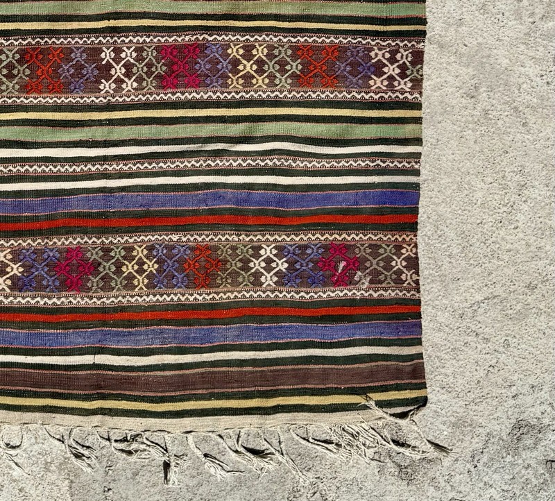 Anatolian Tribal Kilim Rug From Uşak Turkey - 240cm x 132cm gallery