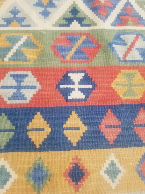 Distressed Fine Vintage Traditional Handmade Afghan Wool Kilim 3.9x2.8 ft gallery