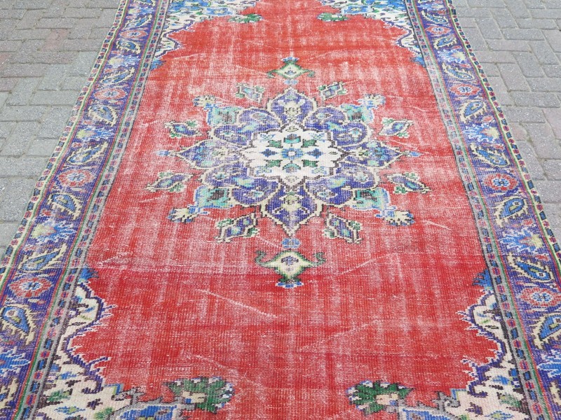 Vintage Rug, Anatolia Carpet, Distressed Rug, Floor Carpet Handmade Rug 68"x104" gallery