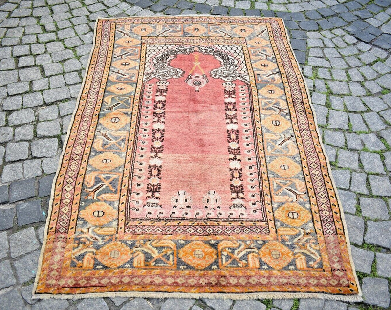 Fabulous Antique Rare Turkish Rug 45'' x 68'' Collectors Item Anatolian Wool Rug gallery