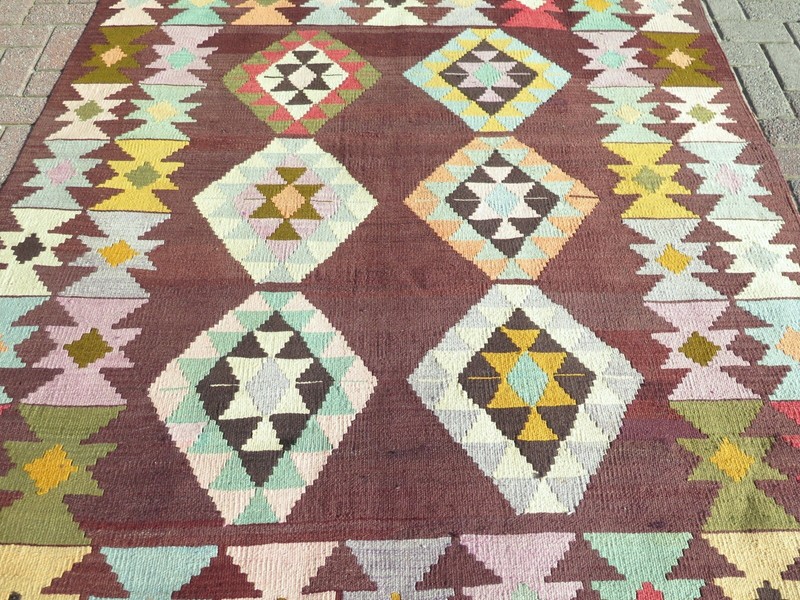 Antique Turkish Wool Rug, Afion Kilim, Area Rugs Kelim 68"X95" Floor Rug, Carpet gallery