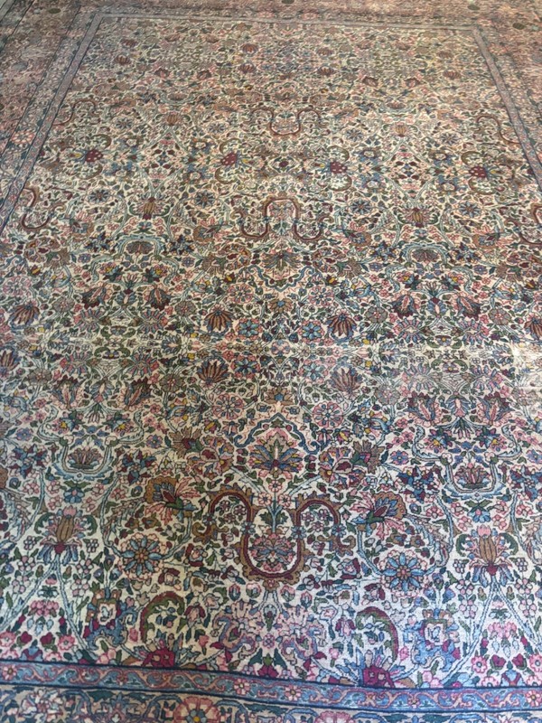 BEAUTIFUL. HANDMADE ANTIQUE RUG. CARPET . TH19 12X9 KER.MAN gallery