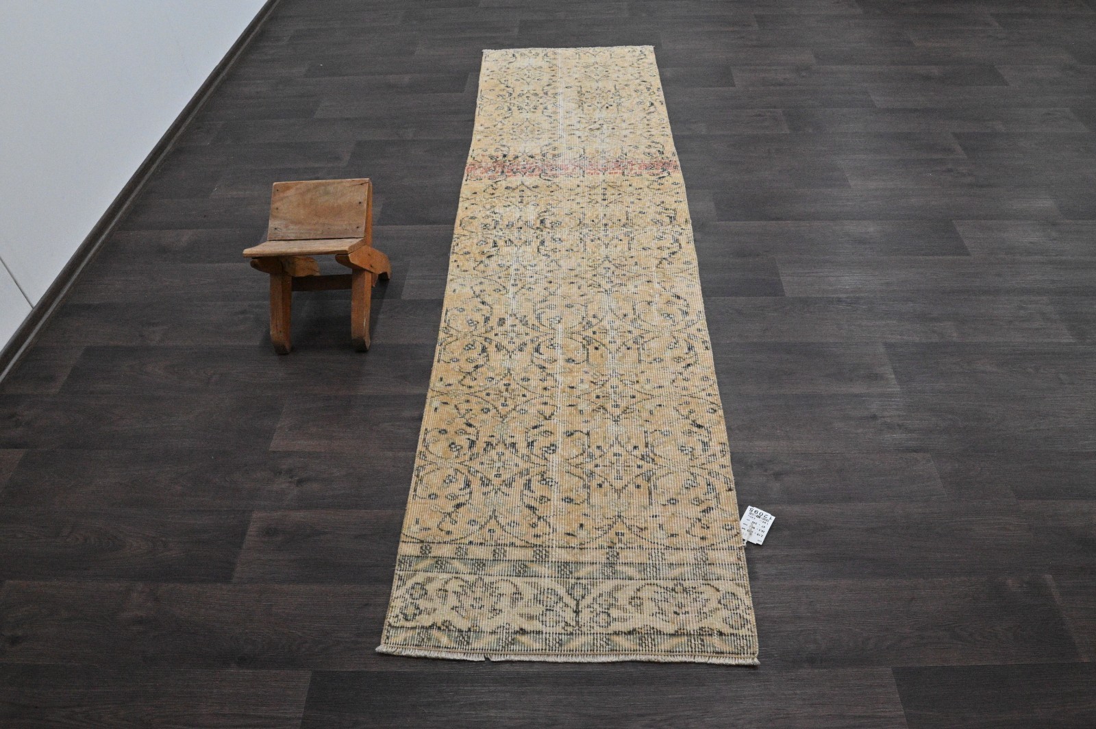 Vintage Turkish Runner Rug 2x8ft Wool Anatolian Handmade Hallway Oushak YELLOW gallery