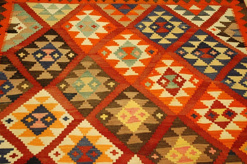 OLD, ANTIQUE RARE DESIGN CAUCASIAN KILIM FLAT WOVEN RUG 5' x7'7" VEG NATURAL DYE gallery