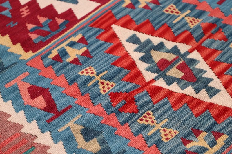 Blue Handmade Kilim Cappadocia Vintage Carpet Anatolian Tribal Accent Rug 4x7 ft gallery