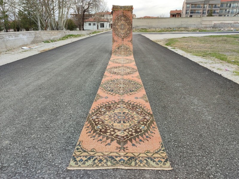 20 ft extra long runner rug Hallway, Long runner Turkish Oushak vintage 3x20 gallery