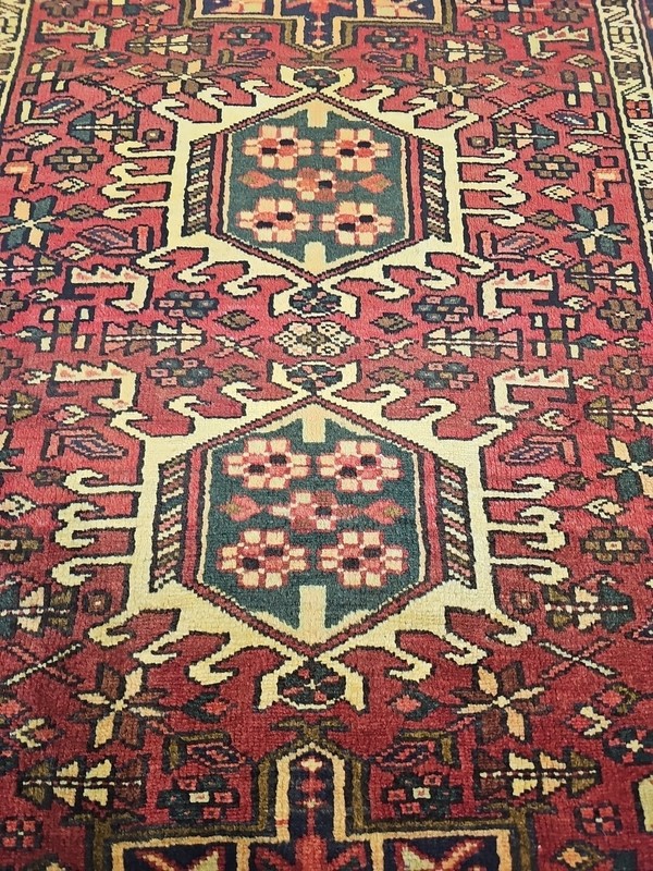 Antique Heriz Karajeh hand-woven wool carpet Oriental carpet 3'6" X 5'3" gallery