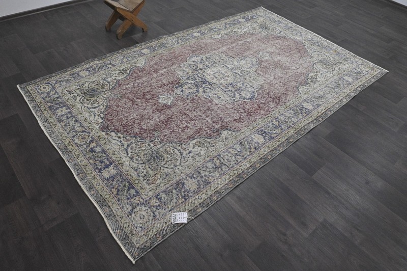 Oushak Turkish Vintage Rug 5x9 Kilim Rug Anatolian Handmade Boho Decor BURGUNDY gallery