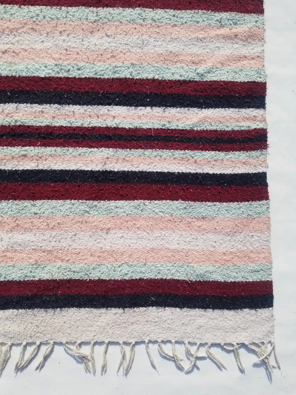 Vintage Traditional Handmade Mexican Serape Wool Multi Kilim 6.3x3.7ft gallery
