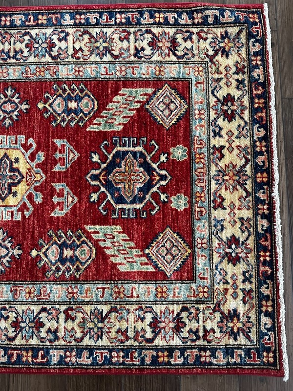 Vintage Handmade Colorful Afghan Kazakh Accent Rug, 3'x4' gallery