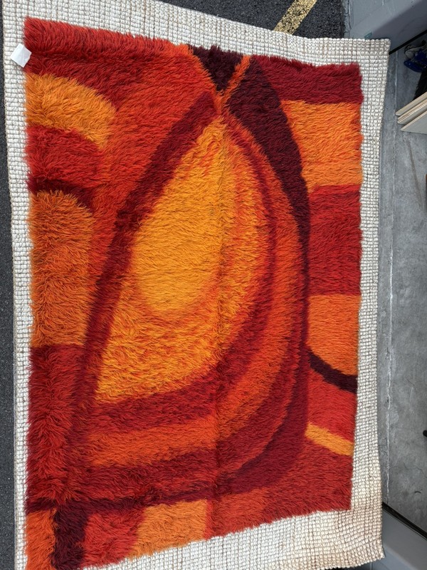 Ege Rya Deluxe 9’ x 6’ Mid Century Danish Red & Orange Wool Shag Rug MCM Vintage gallery