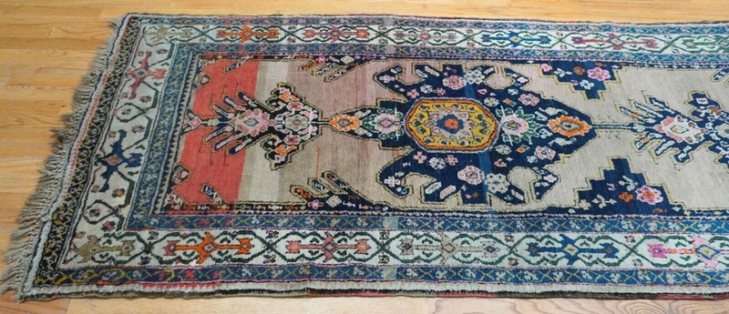 Antique Caucasian Gharah-bagh Runner Hand Knotted Wool Hallway Rug 3'6" x 16' gallery