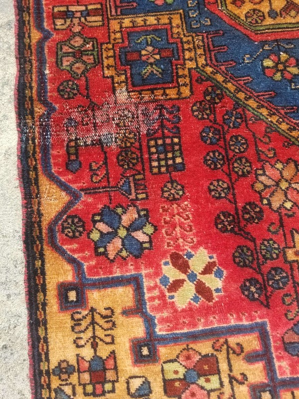 Vintage Distressed Hand Made Traditional Oriental Wool Blue Rug 5.3x3.3ft gallery