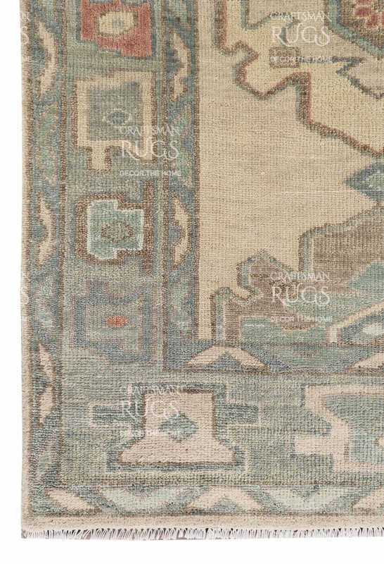 Handwoven Floral Medallion Rug – Geometric Border, 8x10 ft gallery