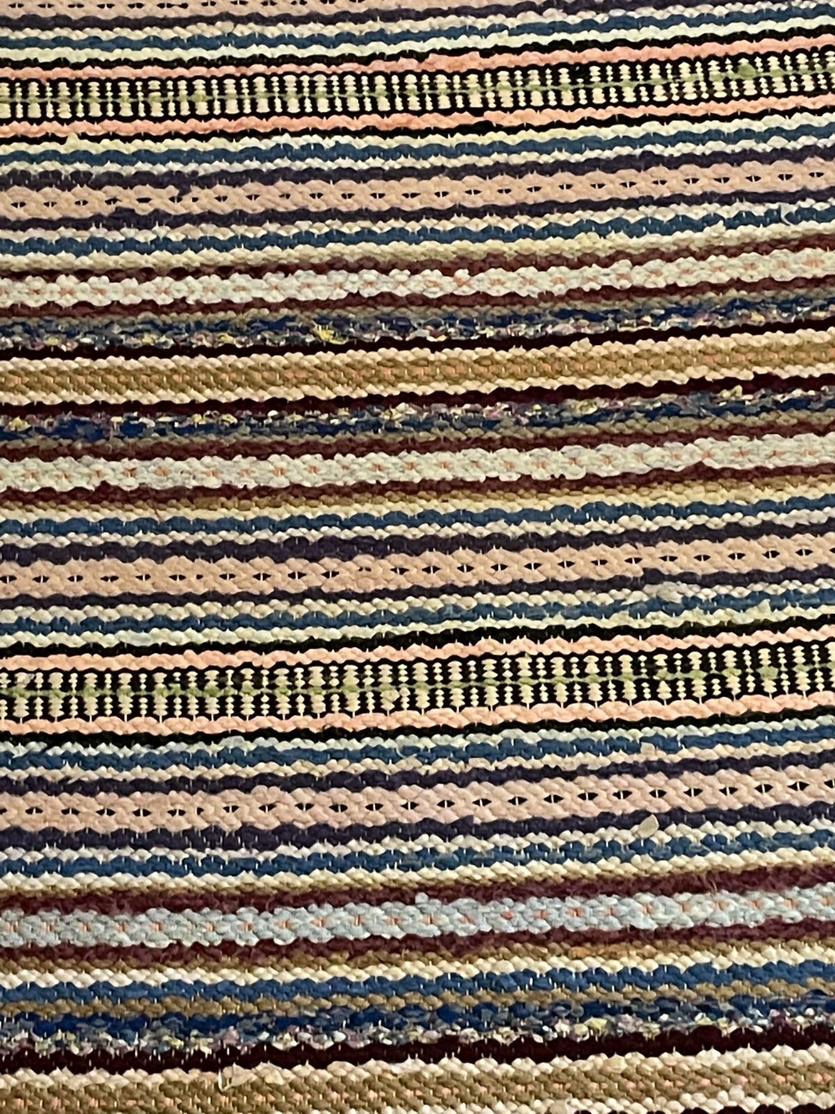 Colorful Antique Swedish Hand Made Rag Rug (25x108 inches) 1930s gallery