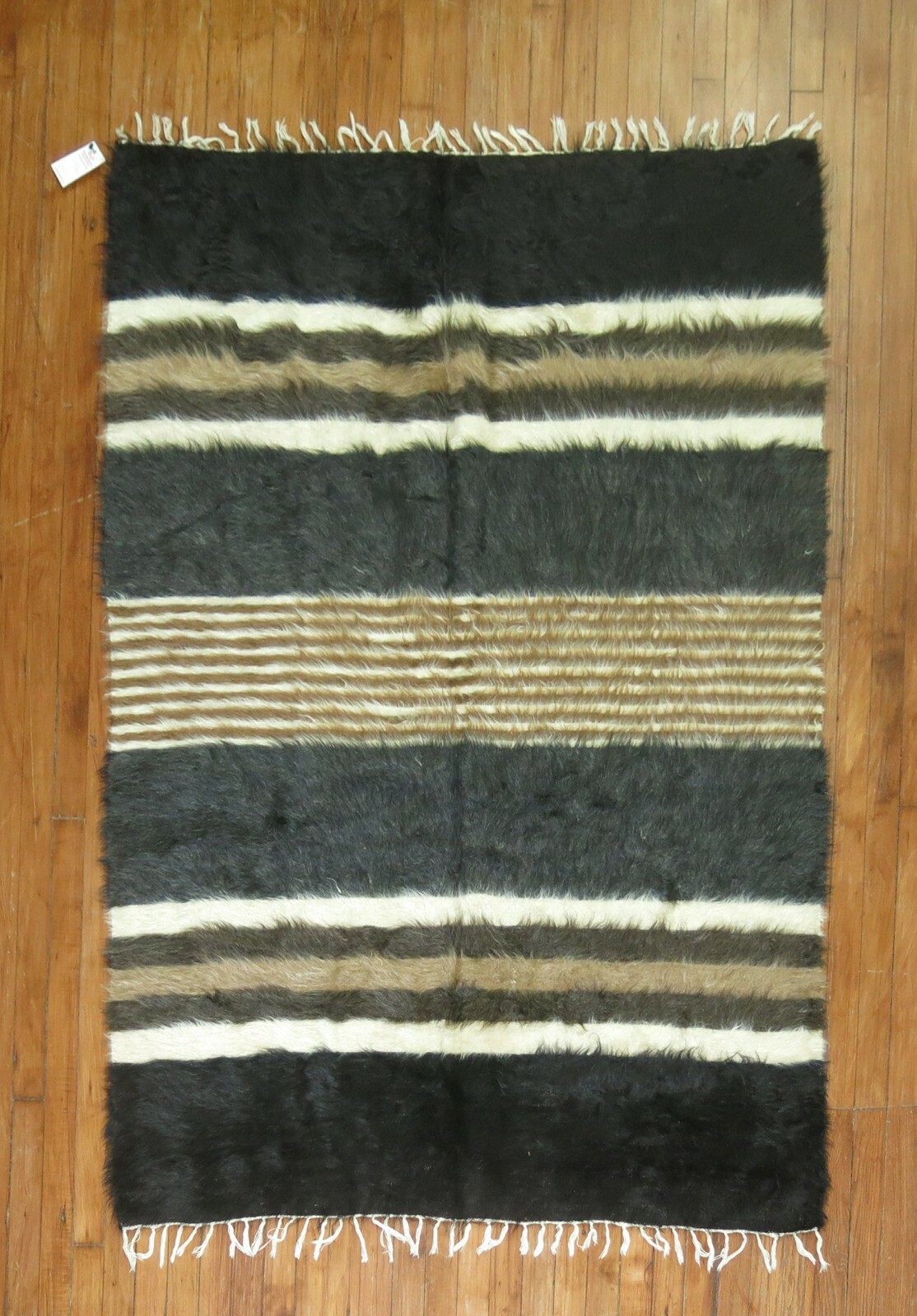 Vintage Striped Turkish Siirt Angora Kilim Blanket Rug Size 4'2''x6' gallery