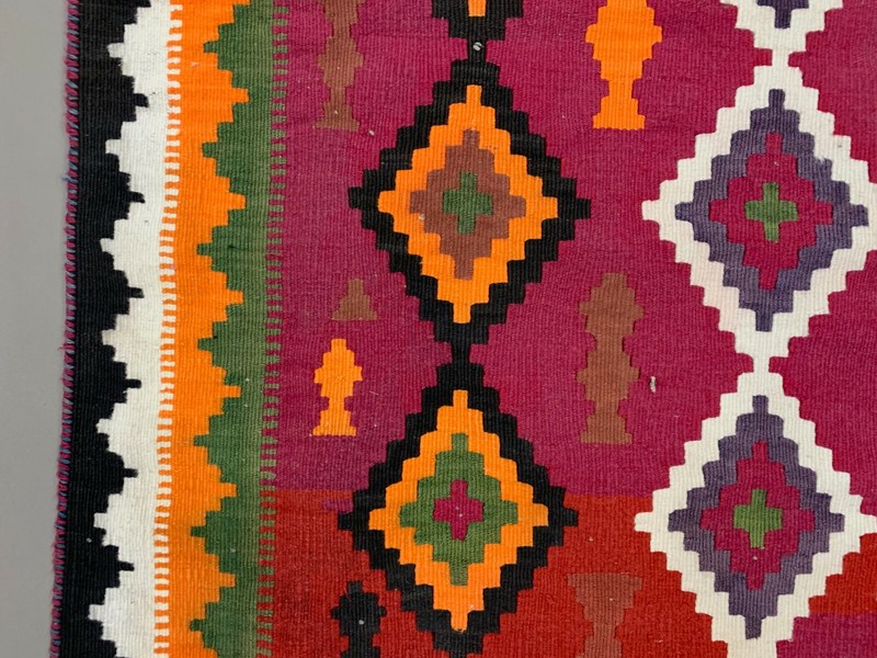 Vintage Lori Kilim 285x142 cm Wool Kelim Rug Large Red, Green, Pink, Colorful gallery