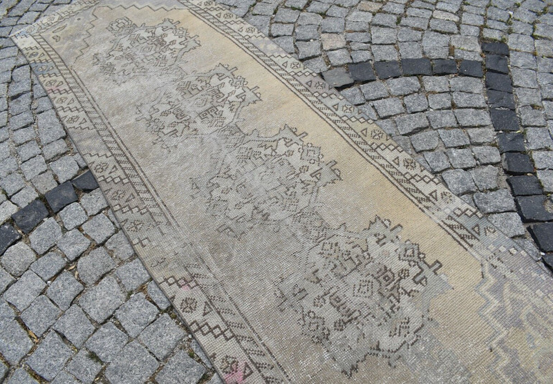 Vintage Turkish Rug 30'' x 109'' Muted Dye Oushak Rug Hand-knotted Hallway Rug gallery