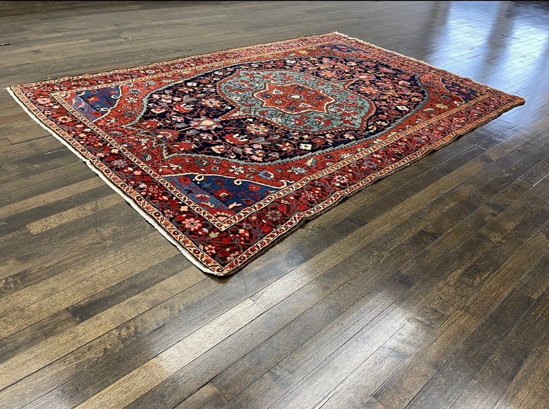 Extremely Rare And Gorgeous Kermann Rug circa 1920 Unique Color+Design 4’7x6’10” gallery