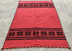 Vintage Traditional Handmade Chimayo Dhurrie Wool Kilim Floor Rug 210×143 cm