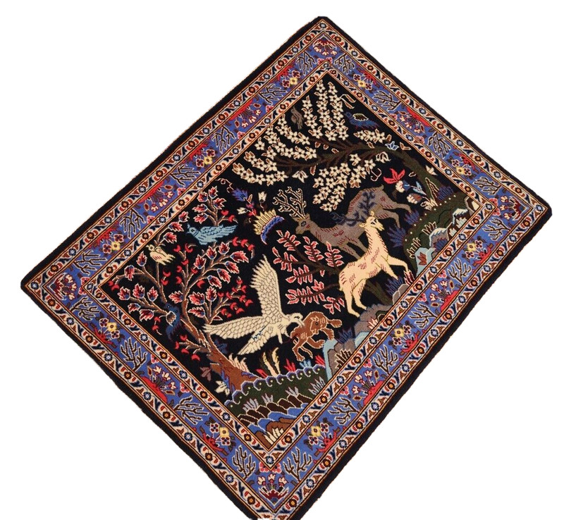 *35" X 28" ANTIQUE HAND-KNOTTED PERSAN TABRIZI QOUM KASHANI tree of life WOOLRUG gallery