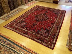 9 x 12.6 Handmade High Quality SIGNED Antique 1940s Kashmar Rug _Soft Fine Wool