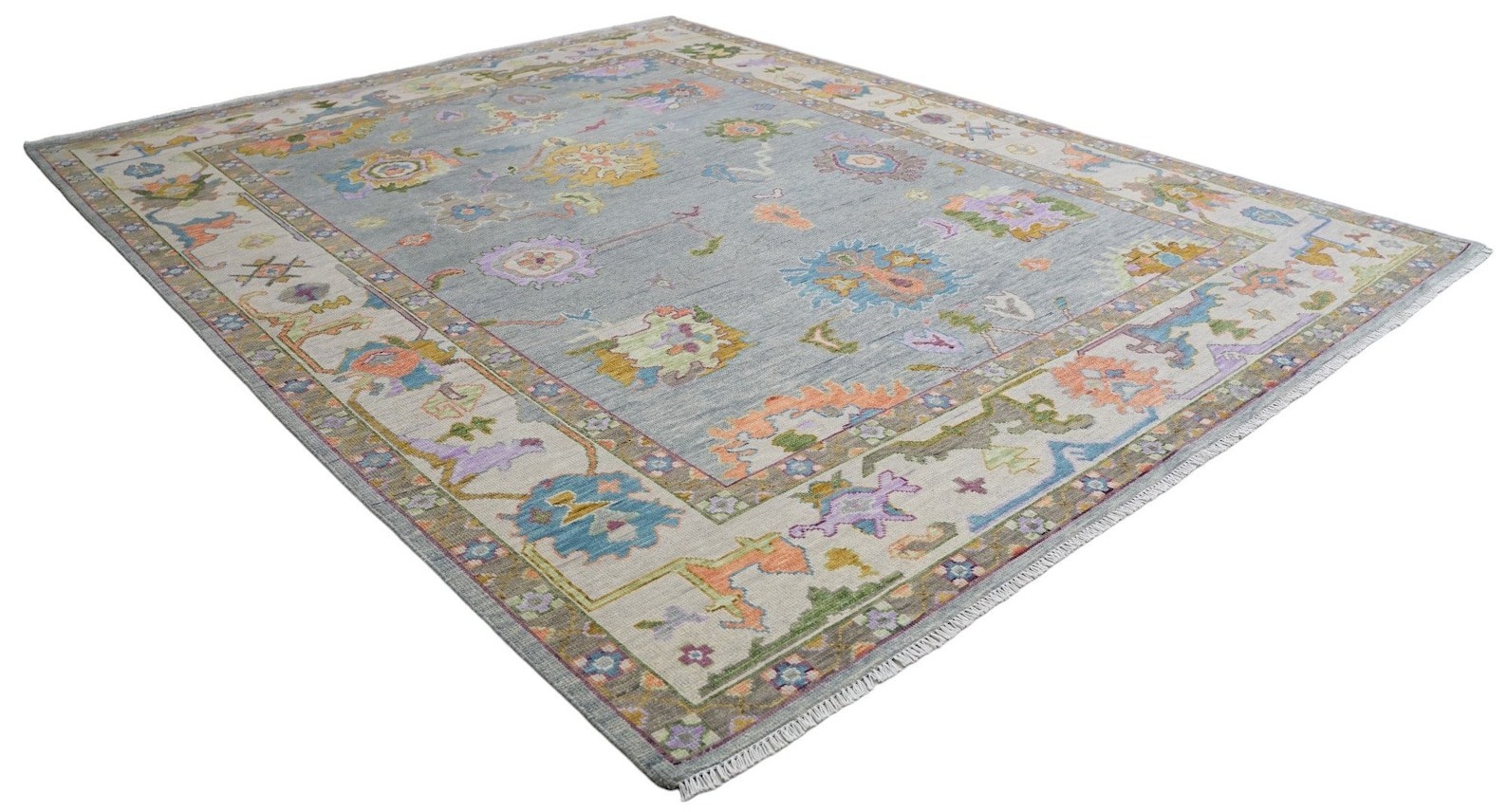 Vintage Turkish Oushak Rug, Beige 9X12 ft, Handmade Wool, Bohemian Anatolian gallery