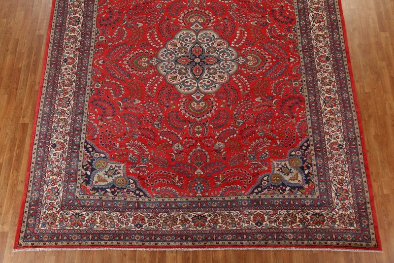 Vegetable Dye Traditional Area Rug 10x12 Ft Handmade Red Oriental Wool Carpet gallery