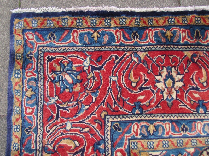 Vintage Hand Made Traditional Oriental Wool Blue Large Carpet 376x285cm gallery