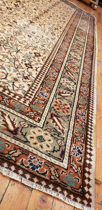 Exquisite Cr1930-1939s Antique Wool Pile Floral Patterned Bunyan Rug 5x7ft gallery