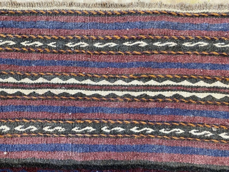 Vintage Bal uch Hand knotted Rug With Flat Weave Kilim Ends gallery