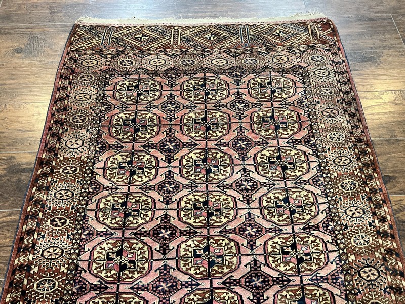 Turkoman Bokhara Rug 4x6 Wool Hand Knotted Antique Handmade Carpet Red Pink gallery