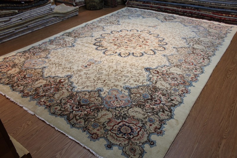 ANTIQUE_HAND-MADE_TABREZ_RUG_10'x14' Circa 1920's Antique Floral Design Genuine gallery