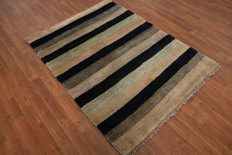 Striped Modern Hand-made Accent Rug 4x5 Contemporary Home Decor Wool Carpet gallery