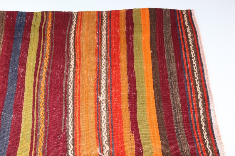 Vintage Tribal Handmade Kilim – One of a Kind Nomadic Striped design Area kilim gallery