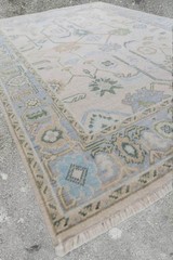 Vintage Turkish Oushak Rug, Beige 9X12 ft, Handmade Wool, Bohemian Anatolian