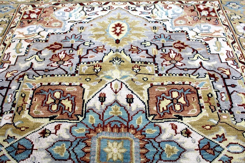 9X12 MASTERPIECE MINT HAND KNOTTED VEGETABLE DYE HERIZZ SERAPI WOOL TURKISH RUG gallery