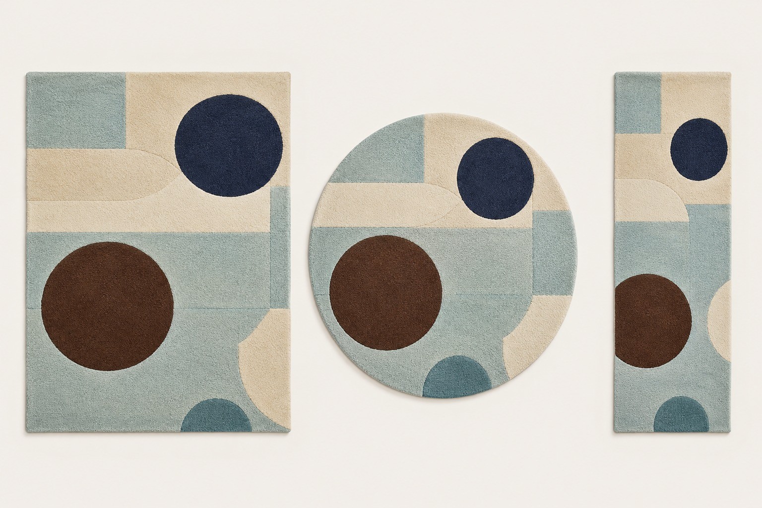Modern Geometric Wool Area Rug Soft Plush Contemporary for Office & Home Decor gallery