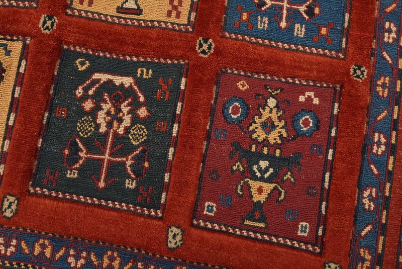 Gabbeh Rug 5′ x 6’4” Red Wool Vintage Tribal Hand-Knotted Oriental Carpet gallery