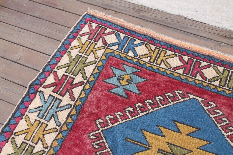 Turkish Rug 52''x87'' Handwoven Kars Carpet 133x222cm Wool Rug Modern Design Rug gallery