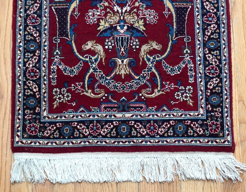Unique Hand Knotted 2' x 4'7" Vase Floral & Animals Wool India Oriental Rug gallery